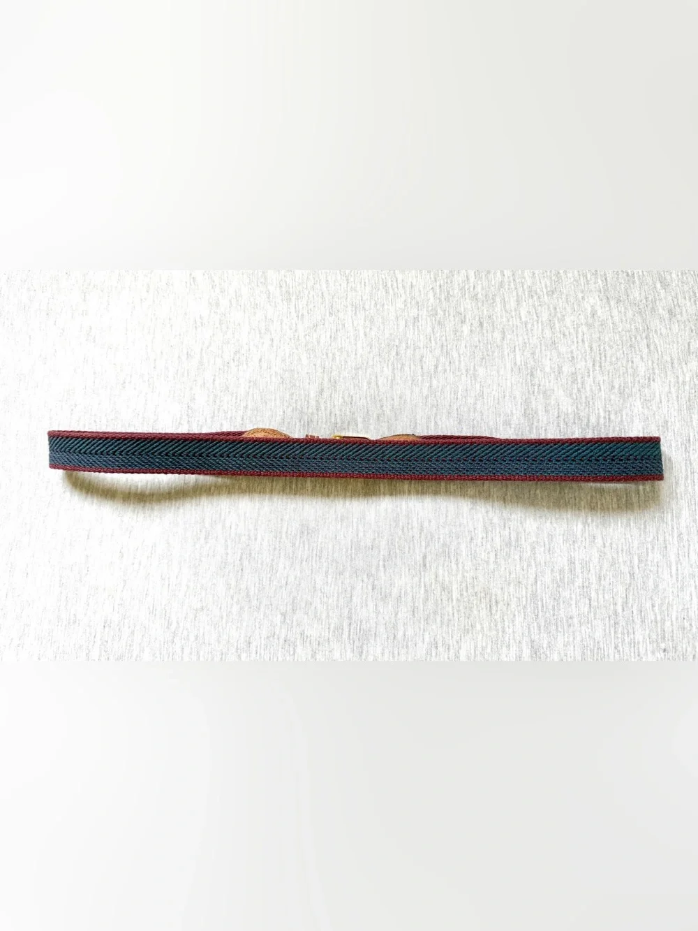 Women’s 1980’s “Preppy” Webbed Ribbon Herringbone Navy & Maroon Belt Size 35-37”
